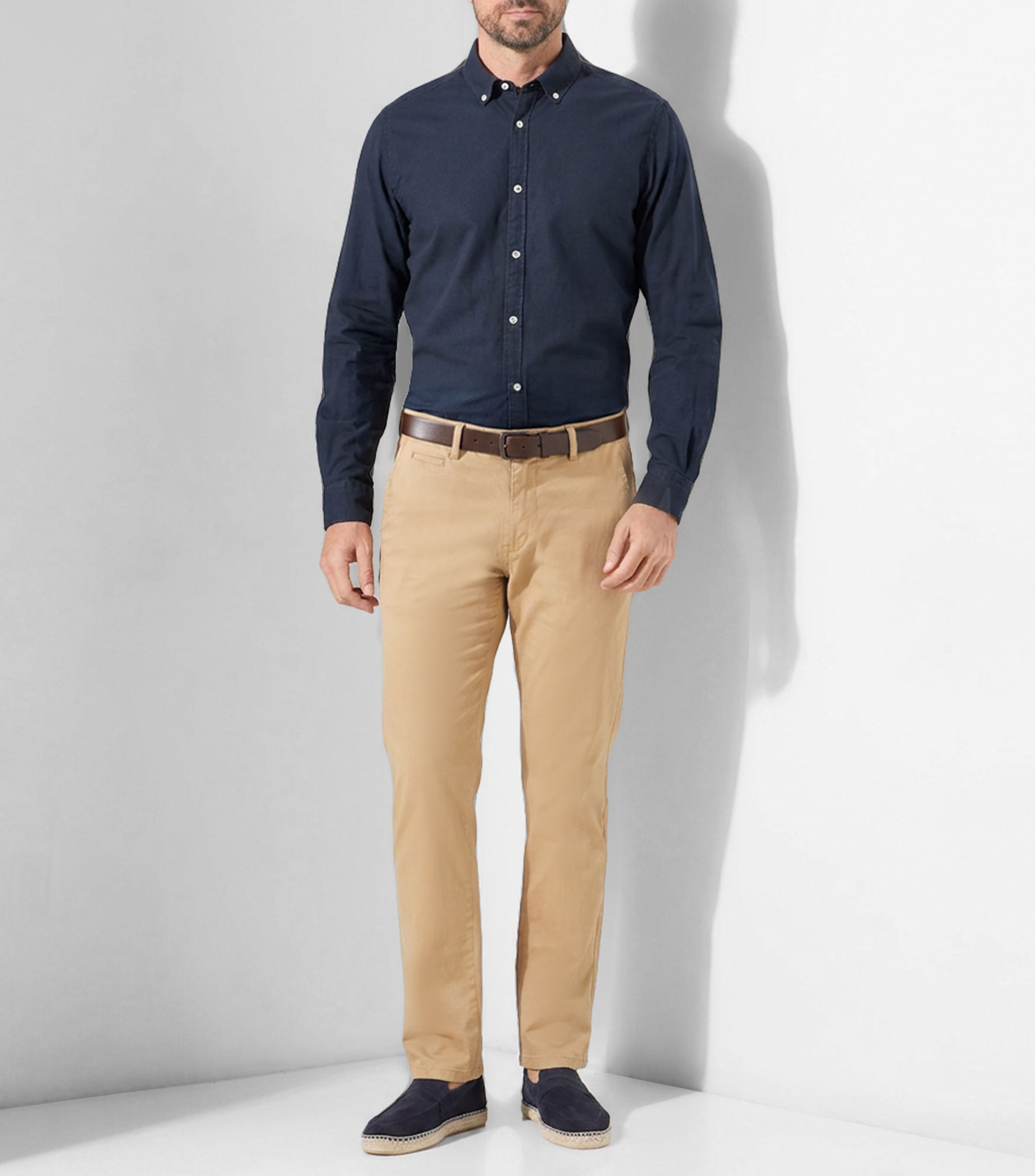 Camisa lisa manga larga Hombre